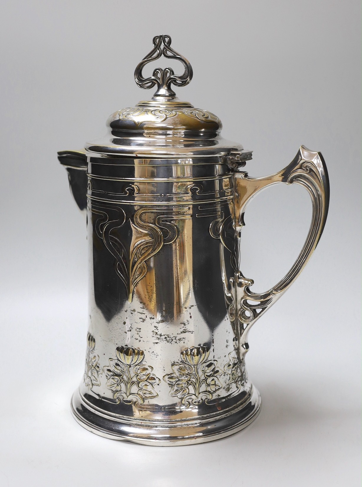 A WMF Art Nouveau plated lemonade jug, 35cm